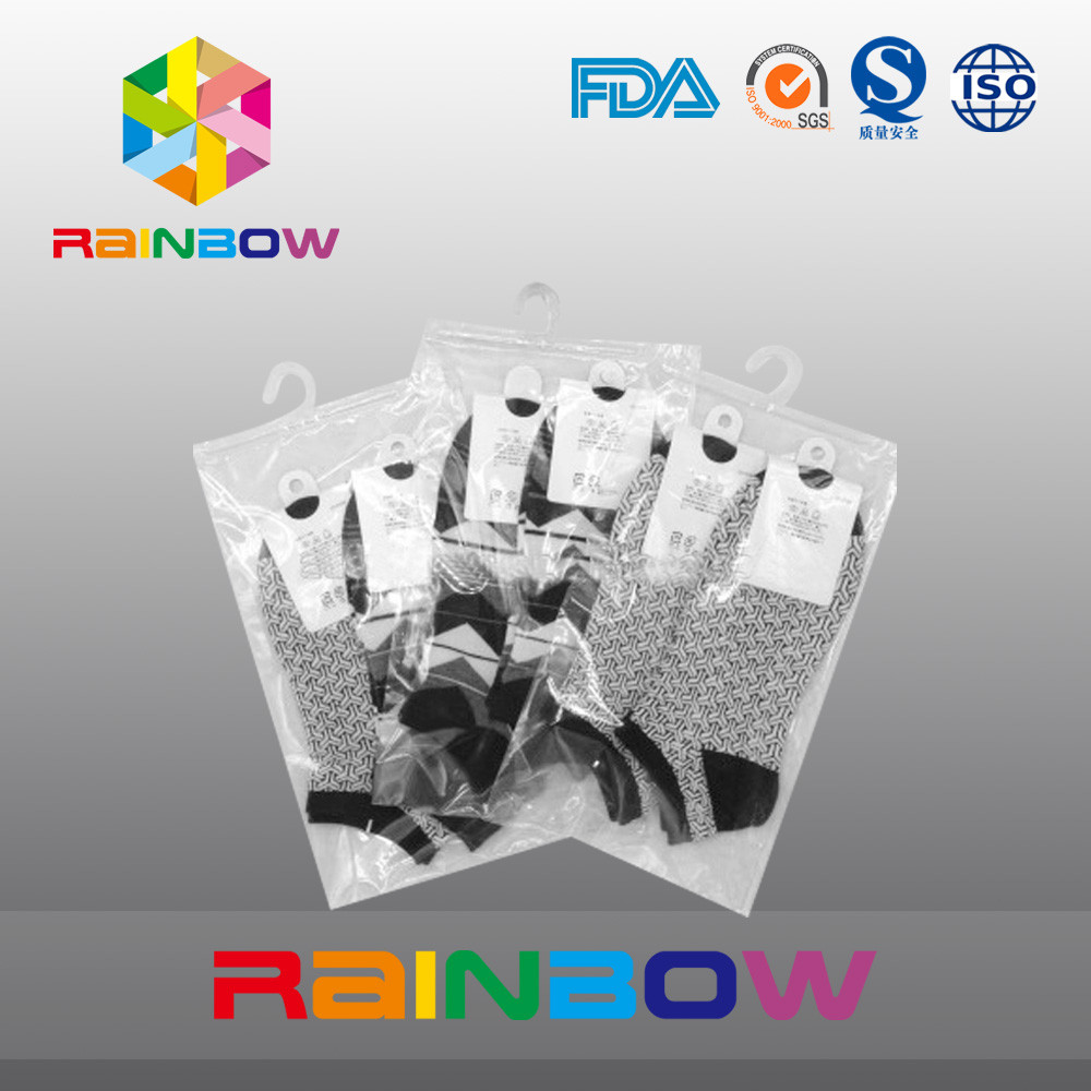 Personalizzi la borsa a chiusura lampo di plastica della radura della stampa di logo/borsa d'attaccatura del gancio con la chiusura lampo