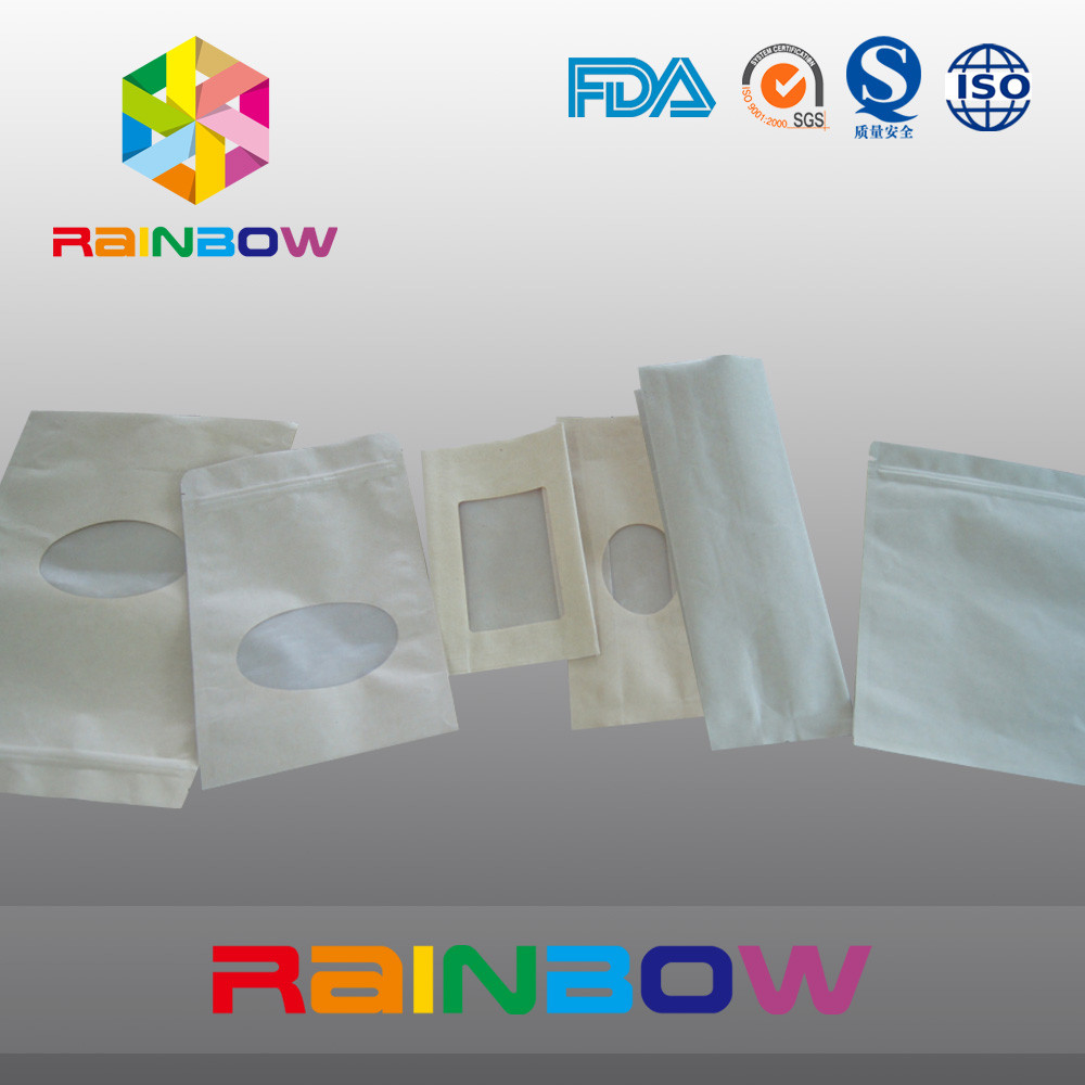 La borsa della carta kraft di Brown Sta la borsa su d'imballaggio con la chiusura lampo, borsa a chiusura lampo per Candy/alimenti