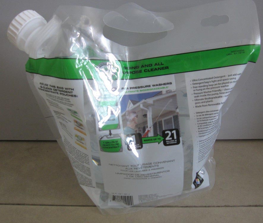 Chiari sacchetti d'imballaggio di plastica del detersivo di lavanderia con il becco ed il foro laterali di caduta
