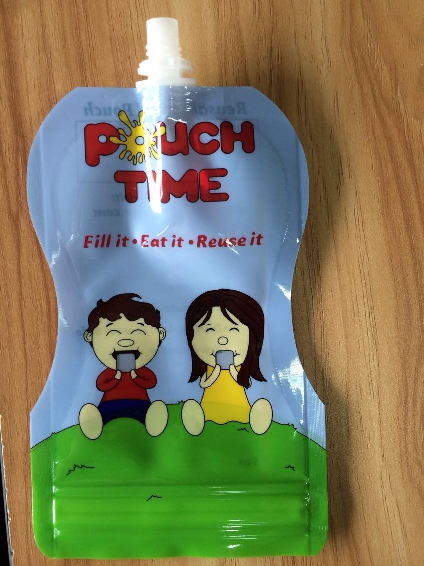 Sacchetto blu-chiaro del becco degli alimenti per bambini che imballa con la chiusura lampo inferiore della prova della perdita e l'angolo rotondo