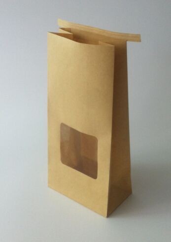 Sacchi di carta d'imballaggio di Kraft rivestiti stagnola del sacco di carta della borsa dello spuntino con il legame e la finestra della latta