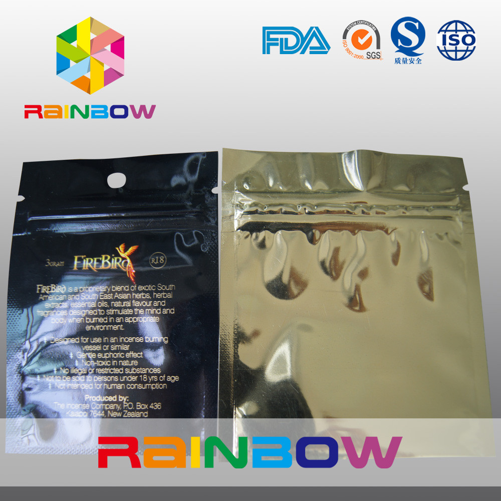 I tre lati piani hanno sigillato la chiusura lampo della stagnola di mylar con il foro del hange