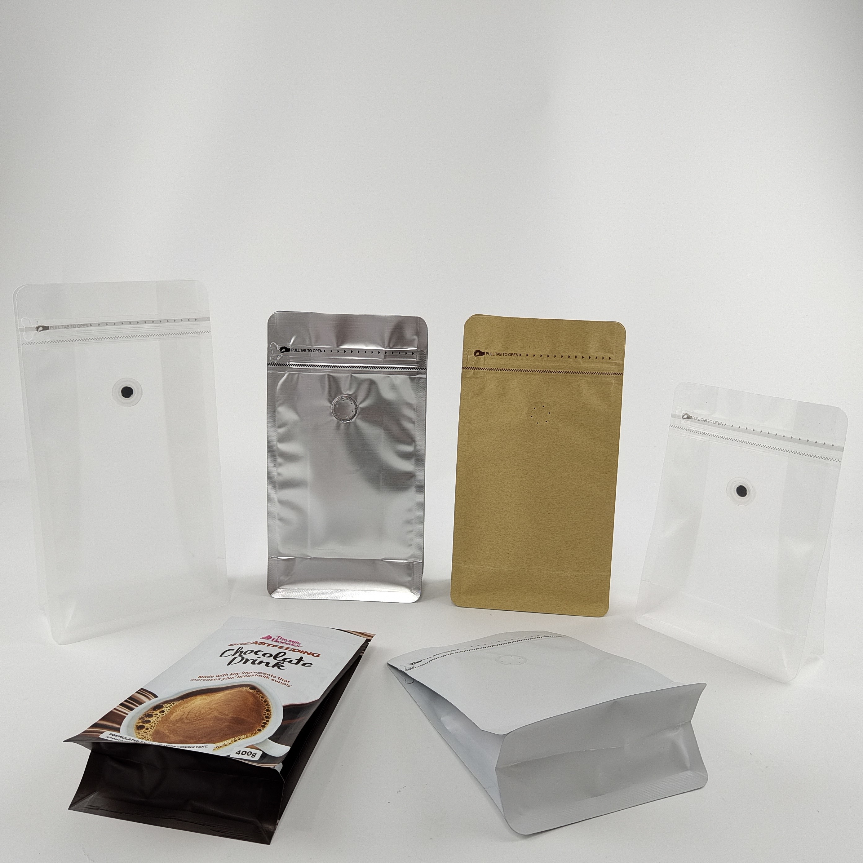 Matte Clear Mylar Aluminum Foil insacca la borsa dell'imballaggio del fondo piatto di 100g 250g 500g