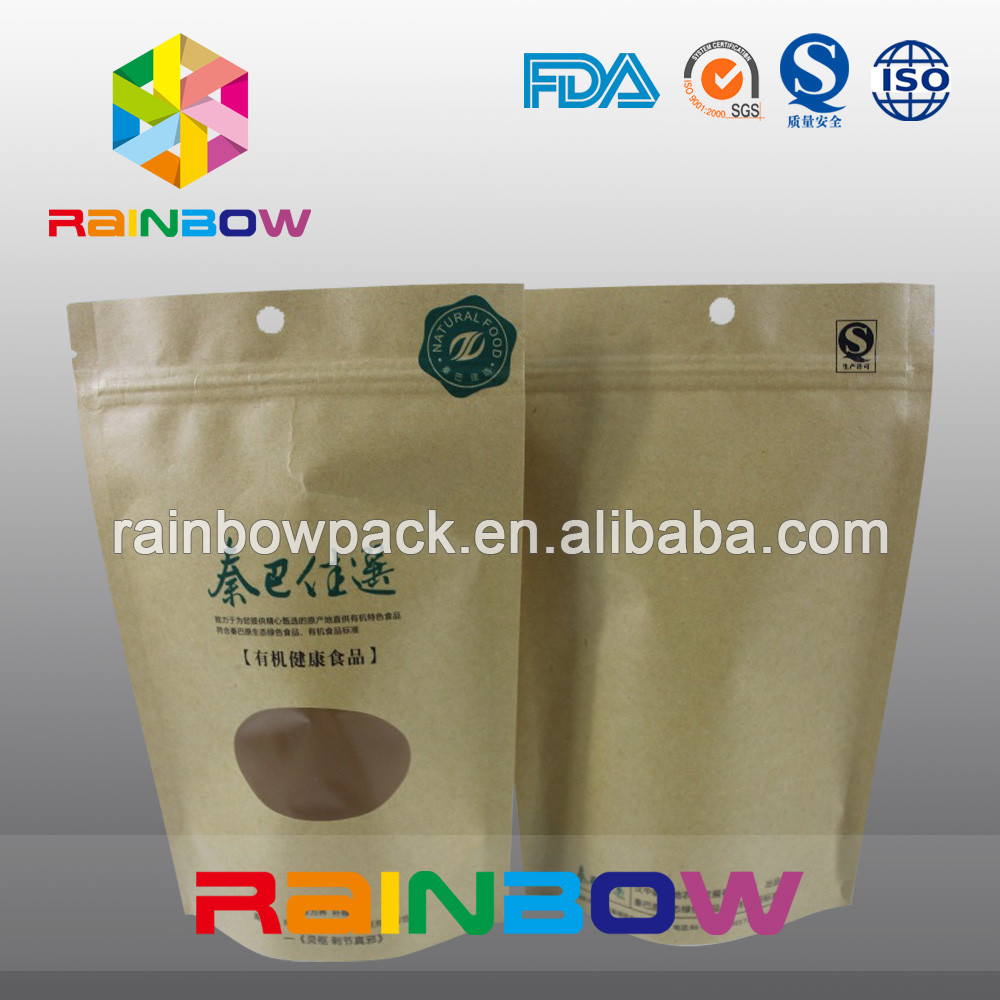 La carta kraft riciclabile Doypack di 2oz Sta sulle borse di caffè con la finestra