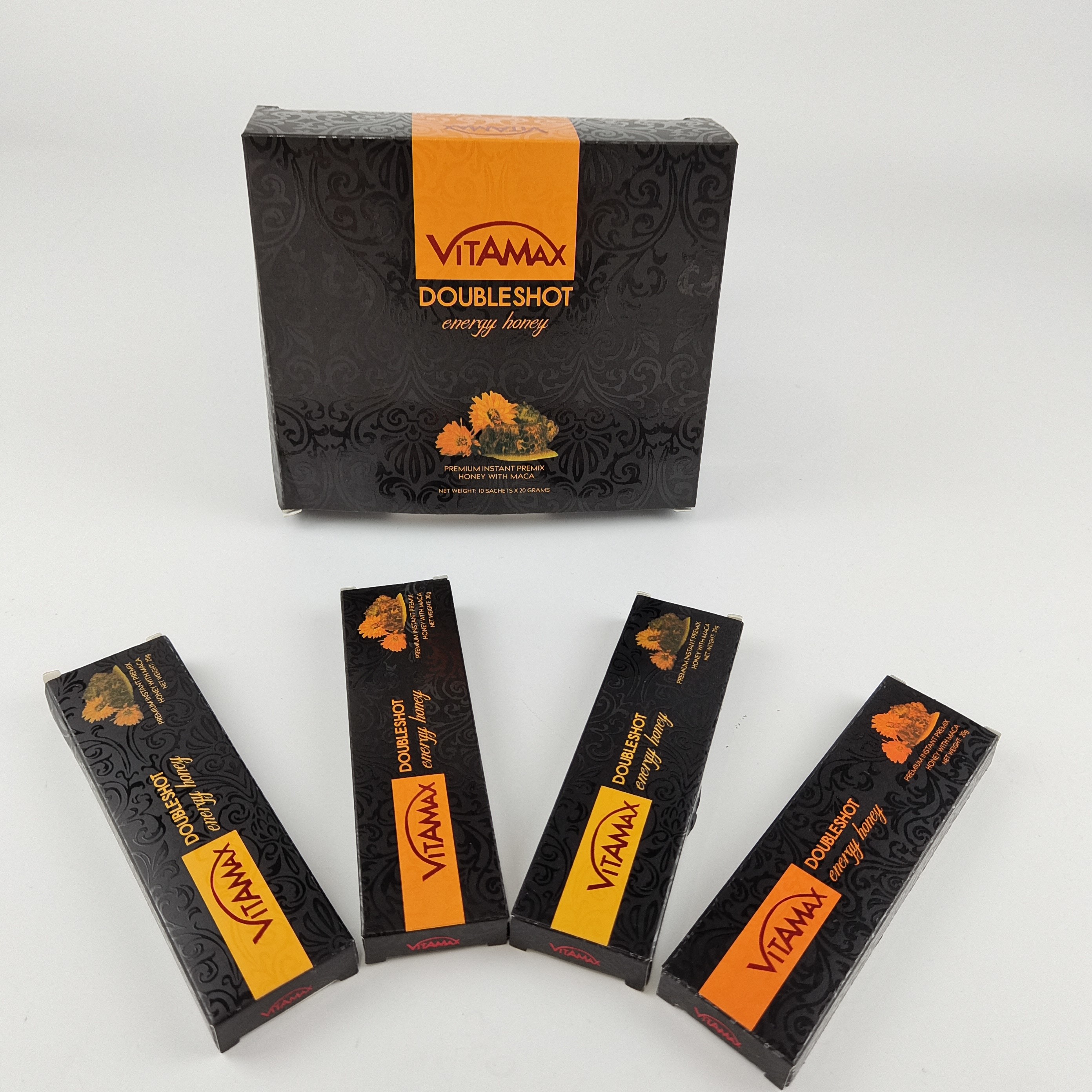 Colore nero su ordinazione all'ingrosso che imballa il miele dolce di Honey Box For Vitamax Energy del peso della bustina 22g