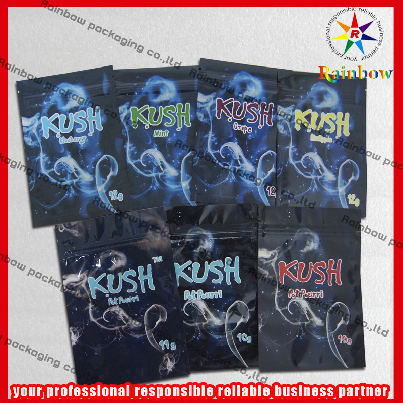 Sacchetti di plastica dello zip del di alluminio di Kush, borsa variopinta della chiusura lampo di incenso di erbe