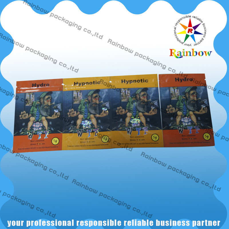 Sacchetti di plastica variopinti che imballano, borsa di erbe di incenso con la chiusura lampo