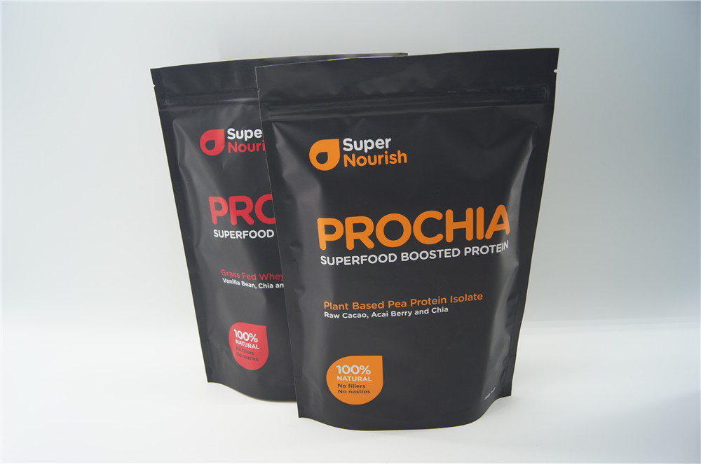 Le borse su misura del rinforzo del fondo 500g, stagnola della proteina hanno allineato stanno sul sacchetto a chiusura lampo