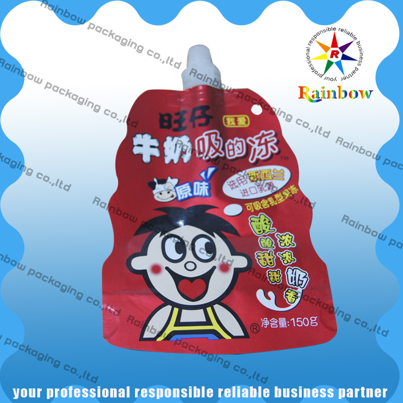 Di plastica stia sull'imballaggio del sacchetto del becco biodegradabile per latte