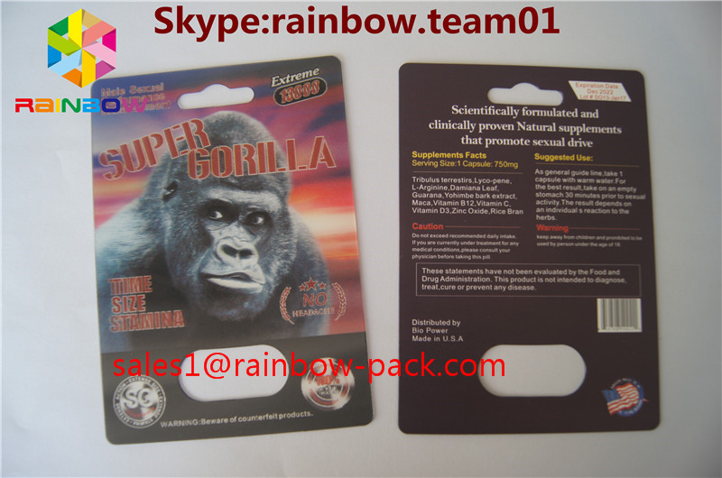 l'abitudine lenticolare della carta della plastica 3D di FX 25000 della carta di stampa 3D ha stampato il sesso di rinoceronte V7 3D che pillspackaging la carta della pillola del sesso 3D