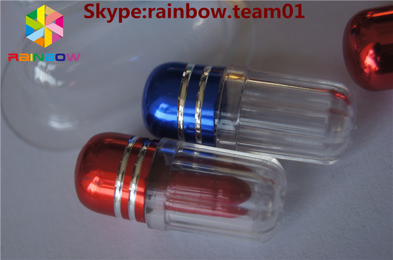 Contenitore in plastica capsula bottiglia di pillola sessuale con forma di capsula metallica contenitore al dettaglio bottiglie di pillole pillole capsula