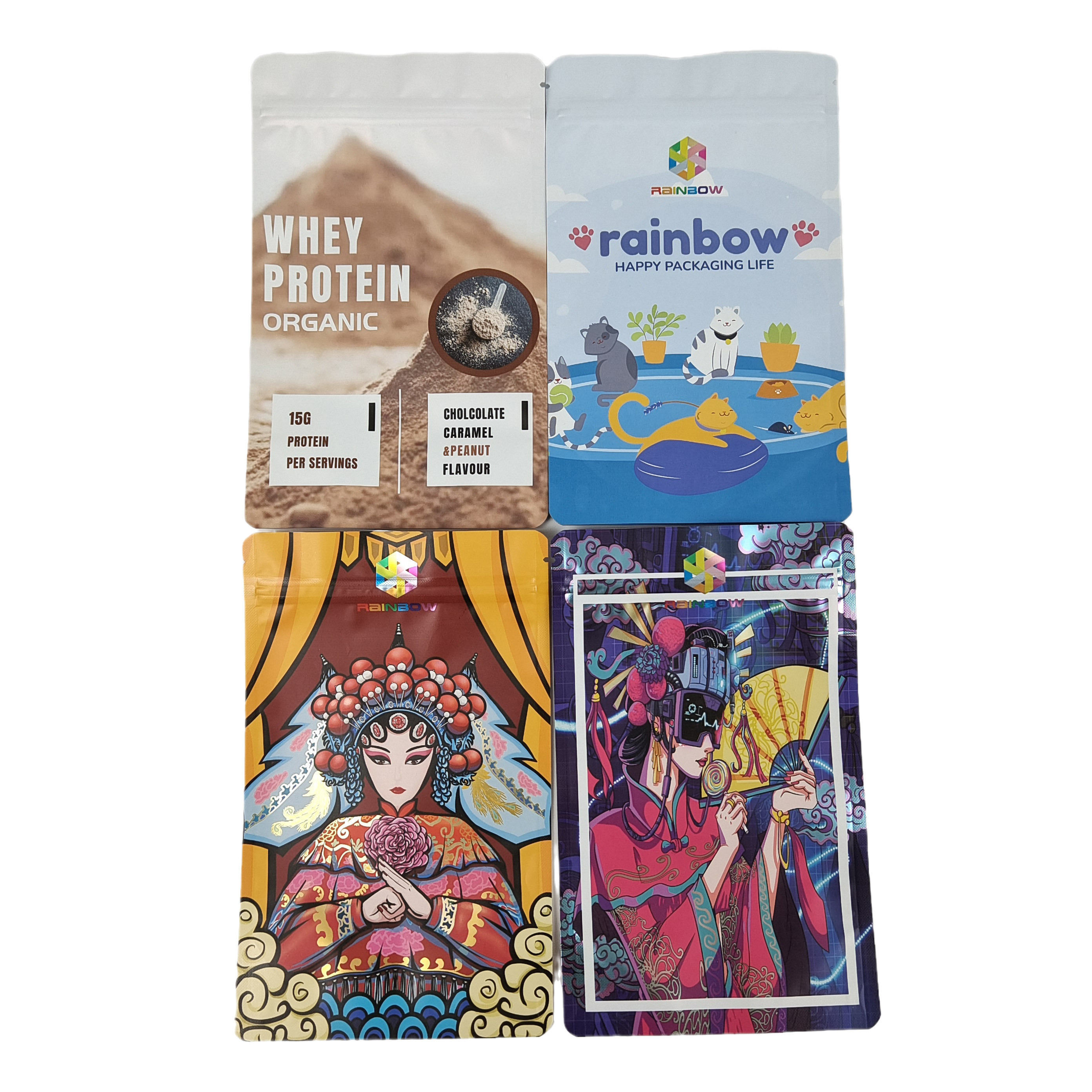 Imballaggio per uso alimentare Borse con chiusura a zip per snack in Mylar commestibili personalizzate in alluminio opaco personalizzato