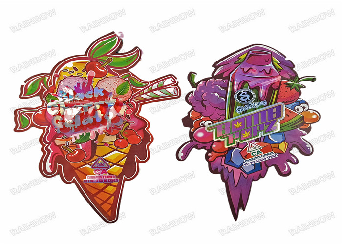 L'irregolare ha tagliato l'imballaggio a stampo tagliente per alimenti di Mylar di alta qualità 3.5g di irregolare della chiusura lampo di plastica metallica di forma