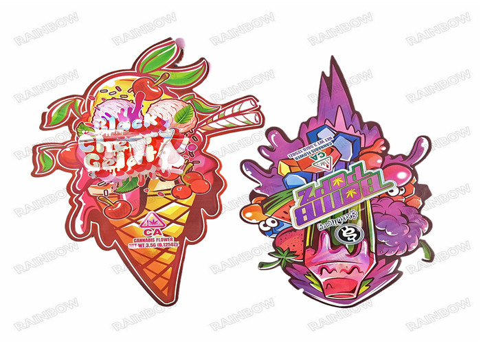 l'abitudine Mylar del commestibile 3.5g ha tagliato la forma a stampo tagliente irregolare Mylar innocuo per i bambini che imballa con la chiusura lampo