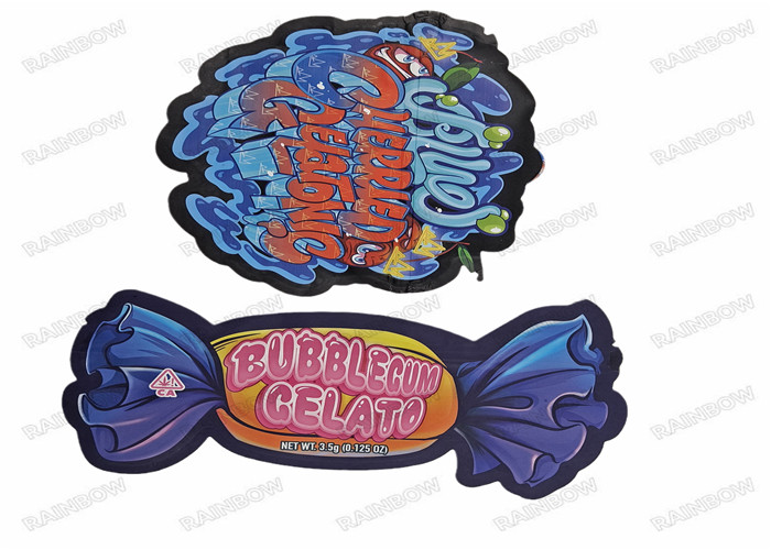 Lo speciale tagliato della borsa dello spuntino dell'irregolare 3.5g ha modellato l'alimento che Mylar d'imballaggio a chiusura lampo di plastica insacca