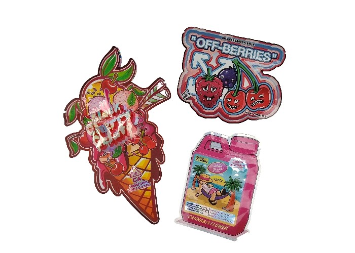 La chiusura lampo innocua per i bambini di plastica di Mylar dell'ologramma 3.5g insacca lo speciale irregolare tagliato a forma di