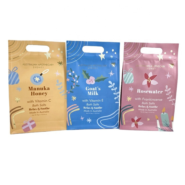 Stampa digitale personalizzata Etichetta privata Spa Regalo Naturale Epsom Sale Sali da bagno Sacchetto di imballaggio sacchetto Mylar per 250g Body Scrub