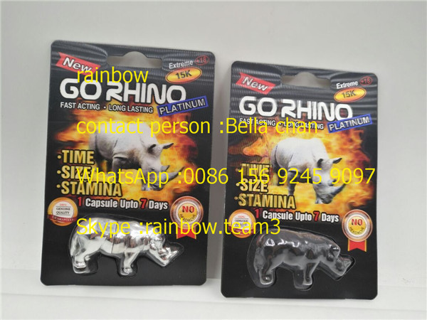 Rhino King USA Imballaggio delle pillole sessuali / Go Rhino Pill Case / Rhino 7 Plastic 3D Card