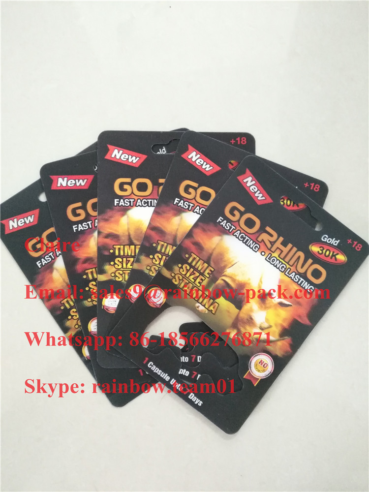 Carta d'imballaggio della bolla 3D di U.S.A. della pillola all'ingrosso di rinoceronte per il contenitore/pallottola/bottiglia della capsula di rinoceronte Go