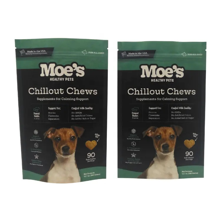 Sacchetto di pasto per animali da compagnia con cerniera in colori CMYK per la conservazione di alimenti per animali da compagnia a lunga durata