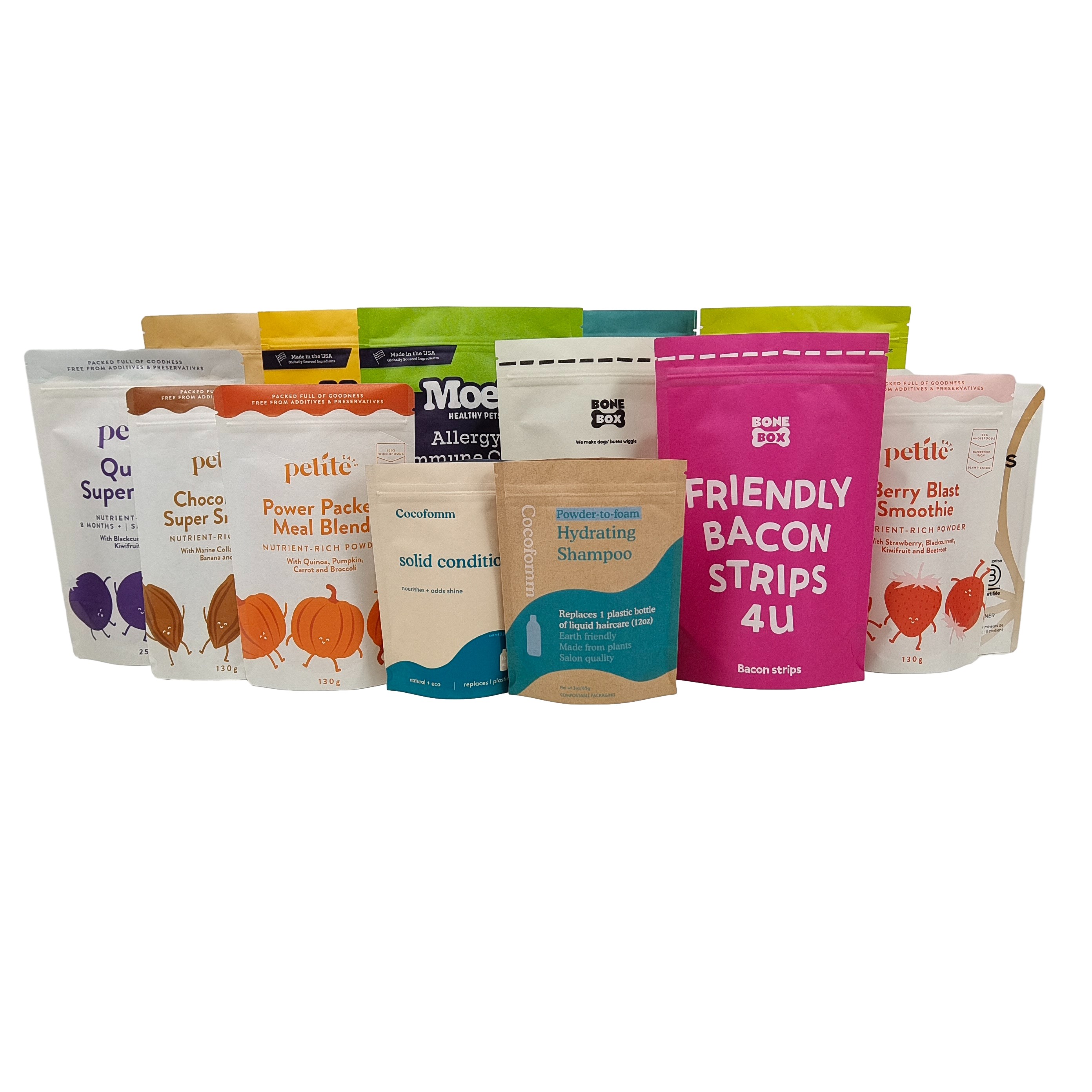 Logo personalizzato stampato biodegradabile 100% confezione in sacchetto riutilizzabile sacchetti di plastica in piedi con ziplock