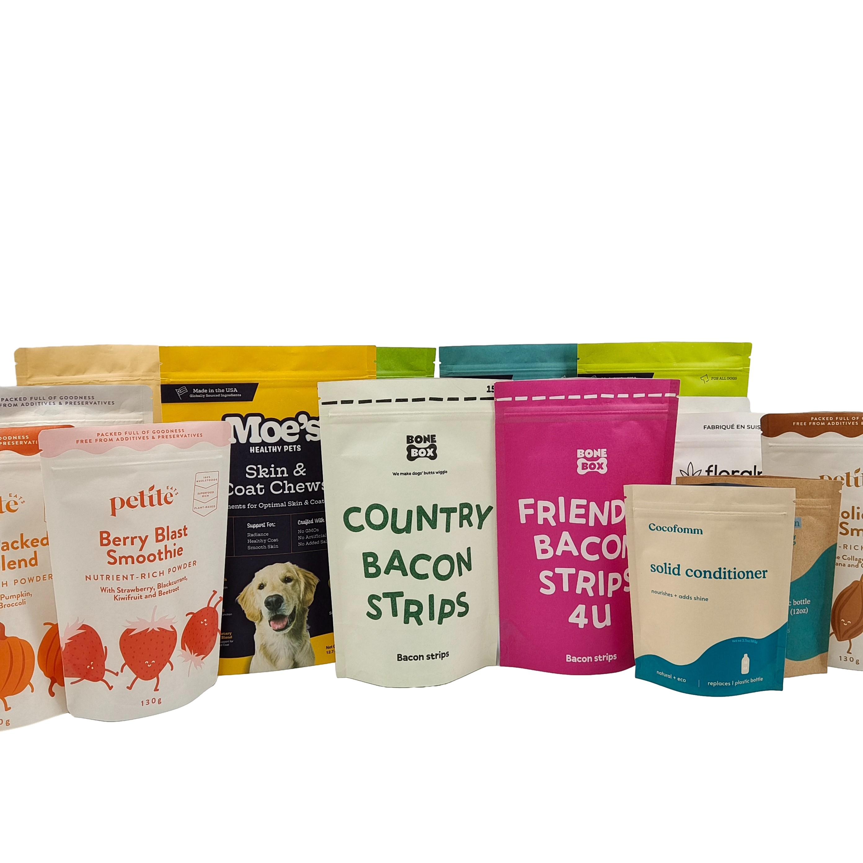 Al dettaglio carta kraft biodegradabile di alta qualità, stampata su misura, ricaricabile, con sacchetto di plastica di grado alimentare