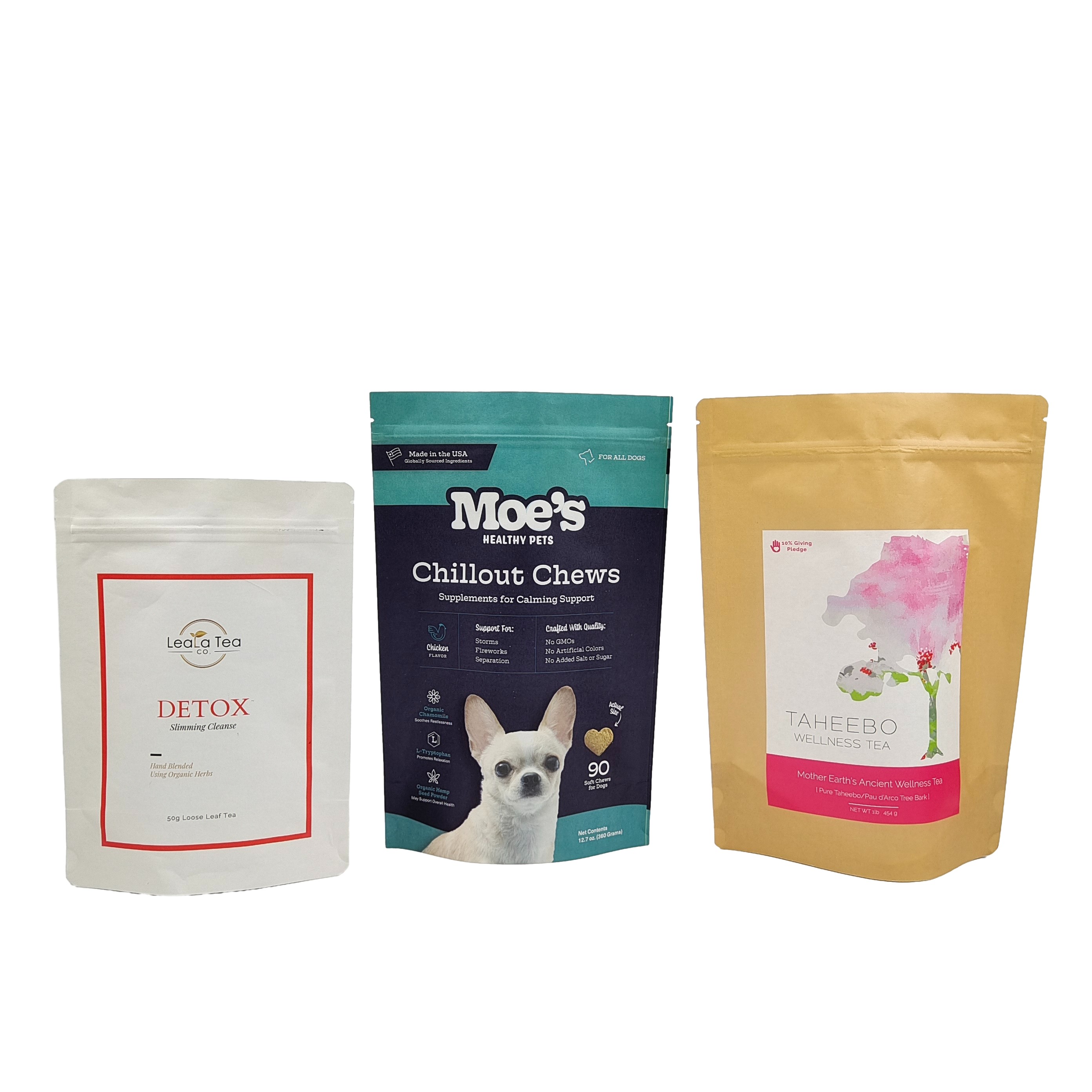 Borse biodegradabili in matte a ziplock personalizzate con foglio di alluminio ricapsulabile