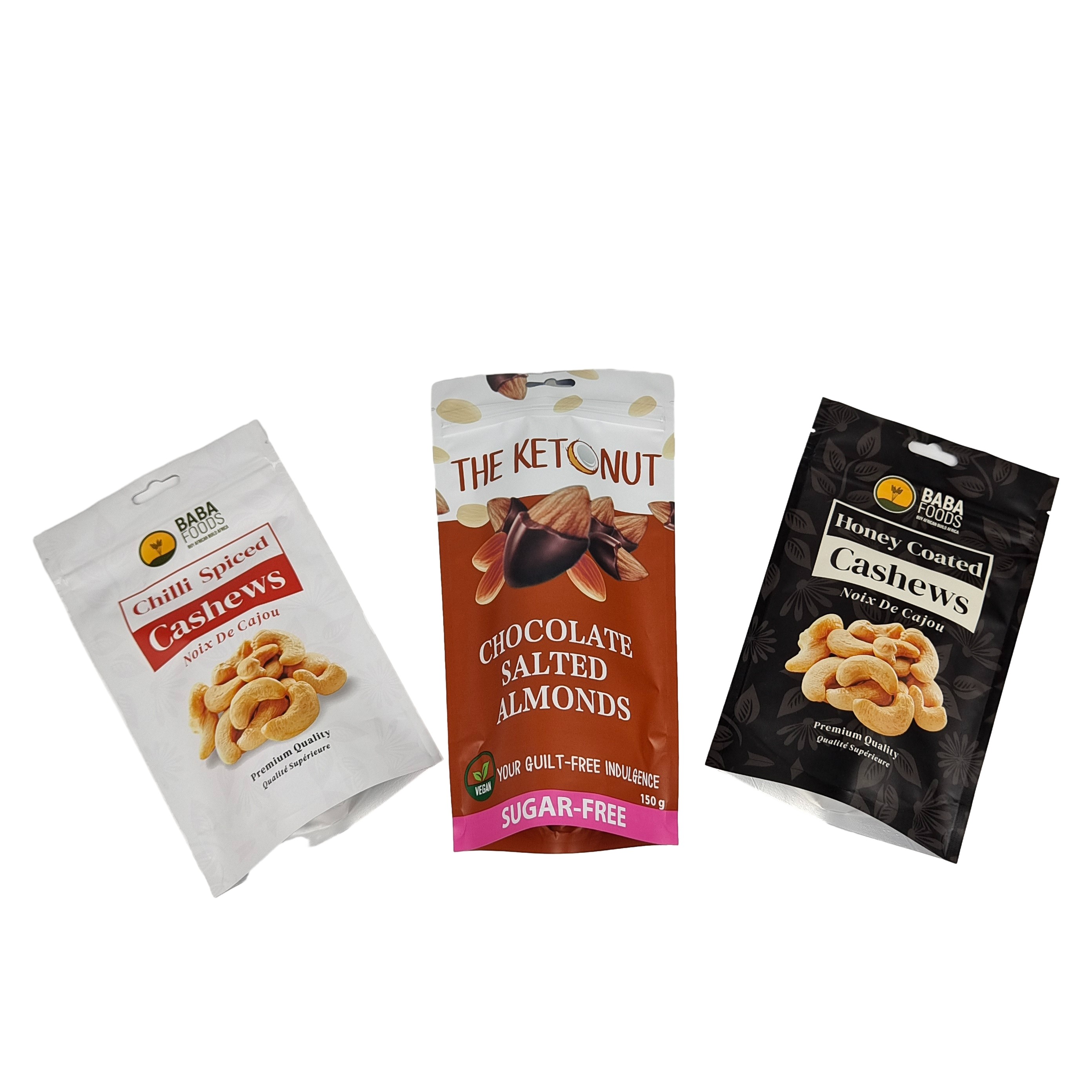 Cashew Nut Food Grade Zipper Bag Stand Up Aluminum Foil Plastic Bag Zipper Mylar Bag