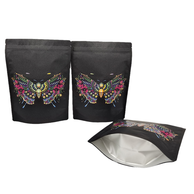 Sacchetti Mylar ri-chiudibili personalizzati Sacchetto di imballaggio in carta kraft stand up per fiori sacchetto a cerniera biodegradabile con spot UV