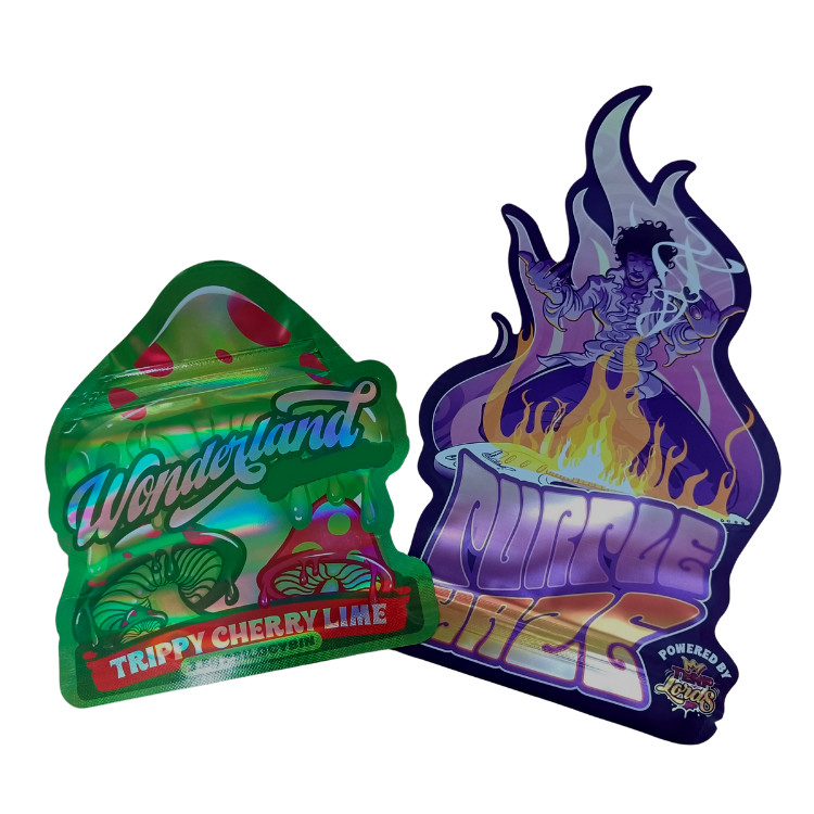 Borsa Touch Soft Matte stampata su misura 3.5g Borse Mylar Digital Printed Holographic Die Cut Mylar