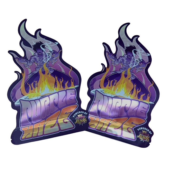 Stampa personalizzata 3.5g sacchetti Mylar a taglio a stampaggio sacchetti irregolari con cerchio a cerniera Mylar Soft Touch sacchetti di plastica per cibi dolci