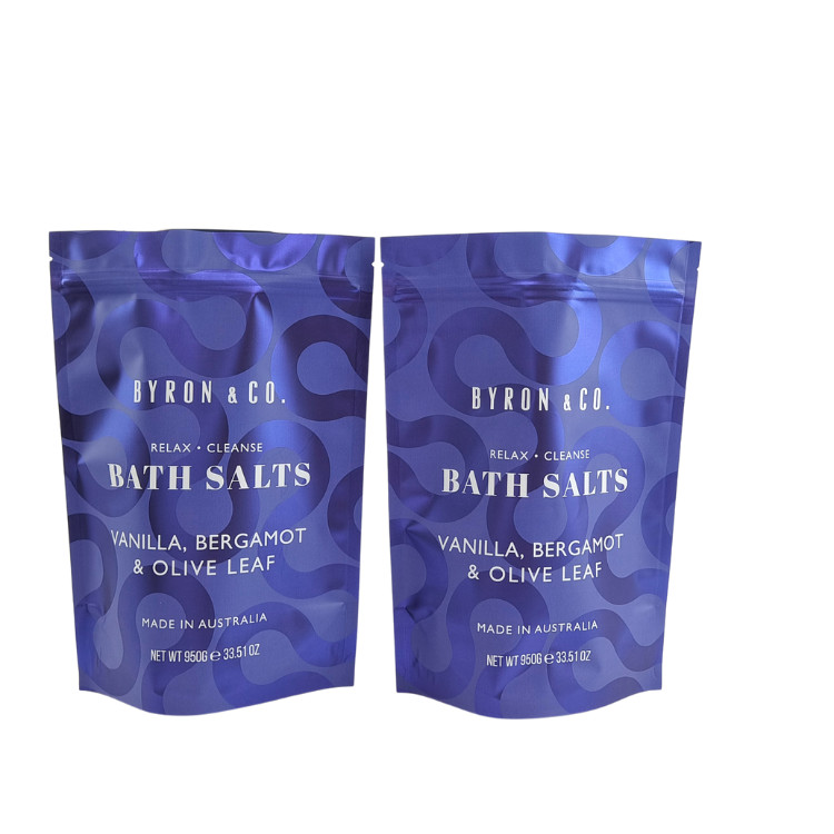 Matte stampato sacchetto di imballaggio chiudibile con cerniera di zip blocco di plastica bagno di sale corpo scrub in piedi sacchetto con cerniera