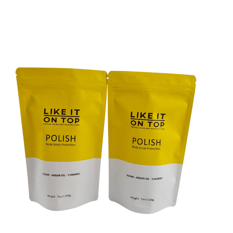Matte stampato sacchetto di imballaggio chiudibile con cerniera di zip blocco di plastica bagno di sale corpo scrub in piedi sacchetto con cerniera