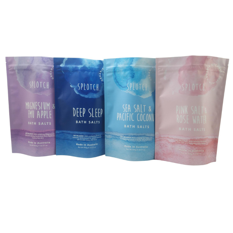 Stampa del logo su misura Ziplock sacchetto corpo scrub sapone bomba da bagno imballaggio carta di alluminio sacchetto di plastica zipper sacchetti di sale da bagno