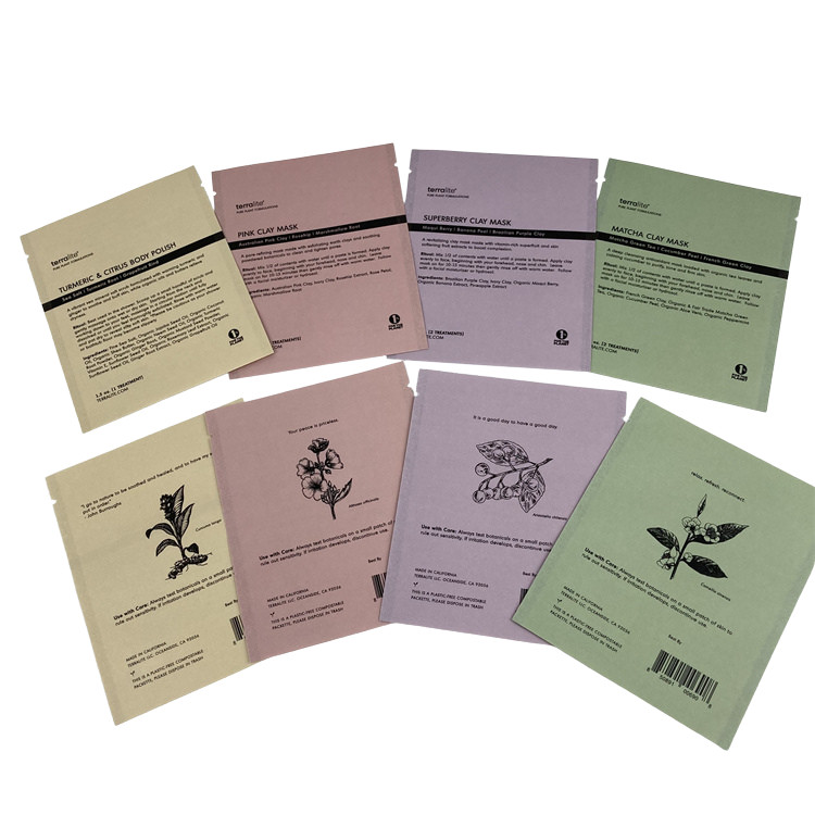 Imballaggio personalizzato Sacchetti in foglio di alluminio di plastica biodegradabile impermeabile Chiusura a cerniera piatta per caffè