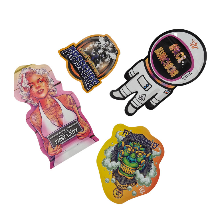 Sacchetti per caramelle a forma di ziplock a misura di plastica a forma speciale a prova di bambino a prova di odore 3.5g 7g sacchetti a forma di Mylar