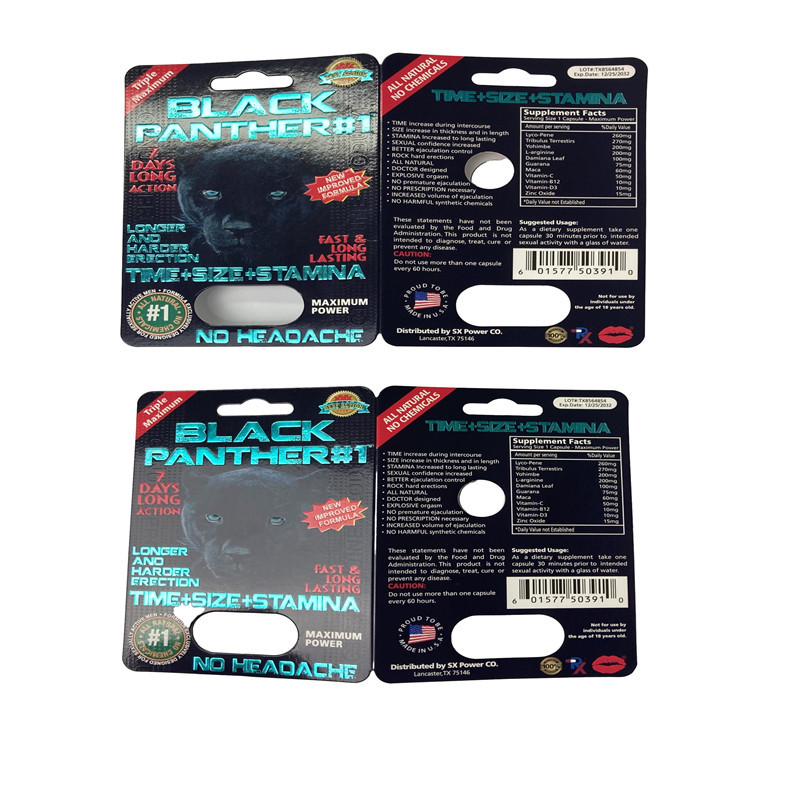 Mercato USA Pillole sessuali Carta Blister Card Packaging For Rhino 69 / Tiger/ Black Mamba Pills