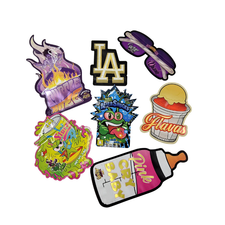 3.5g imballaggio personalizzato e stampa del logo speciale unico a forma interna stampato olografico a stampa stampata sacchetto Mylar