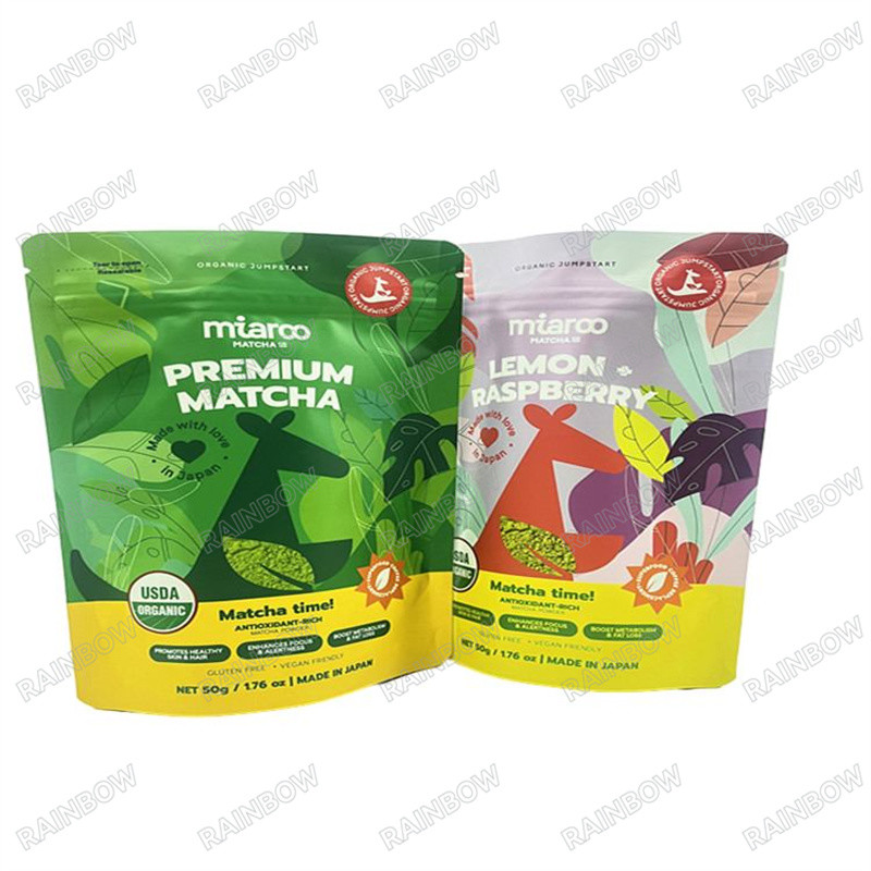 Stampa su misura Acqua resistente sacchetto Mylar colorato lucido Biodegradabile sacchetto alimentare sigillata zipper Stand Up sacchetto con lacrima non