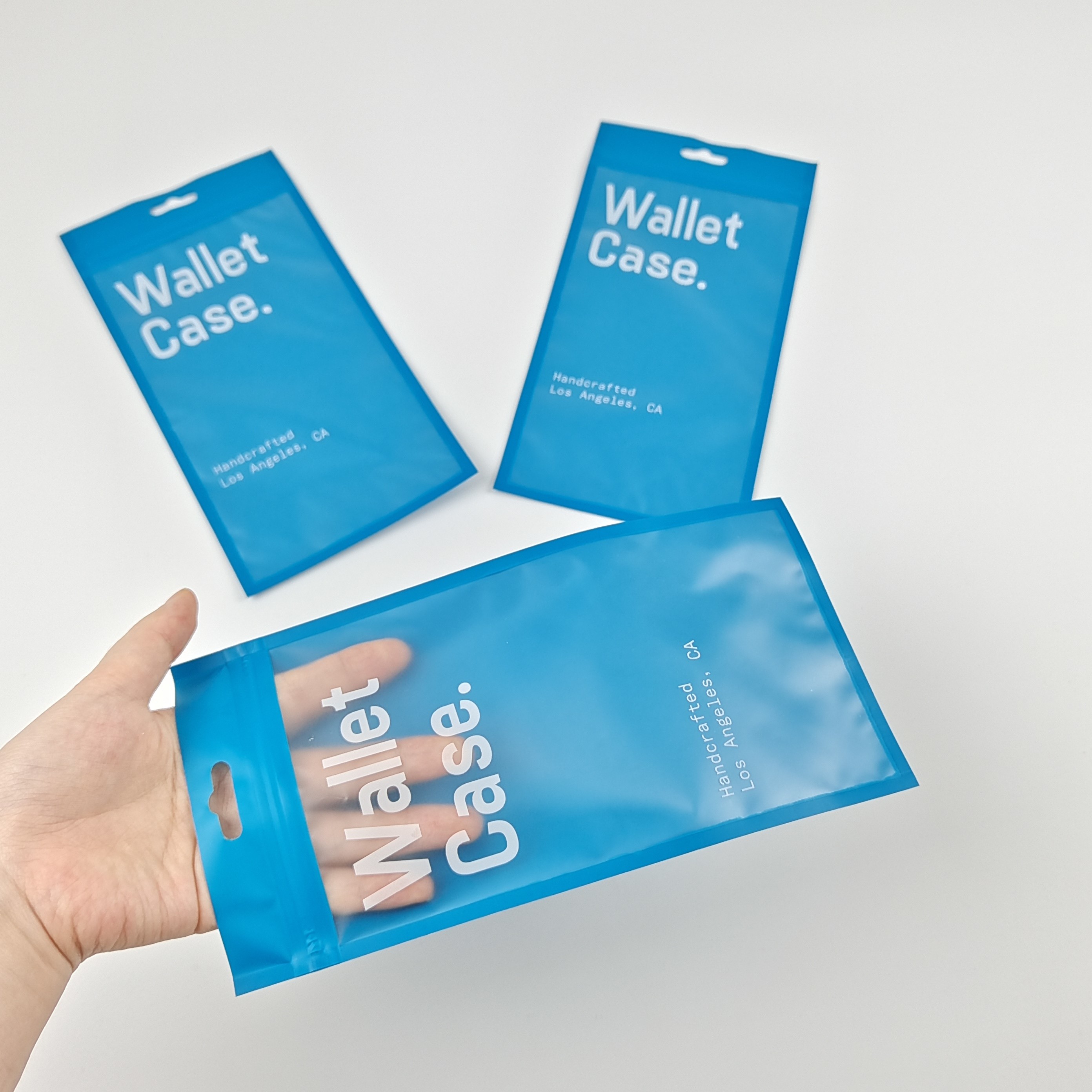 Cassa per portafogli a tre lati con cerniera a cerniera piatta Cassa per telefono Sacchetti di plastica