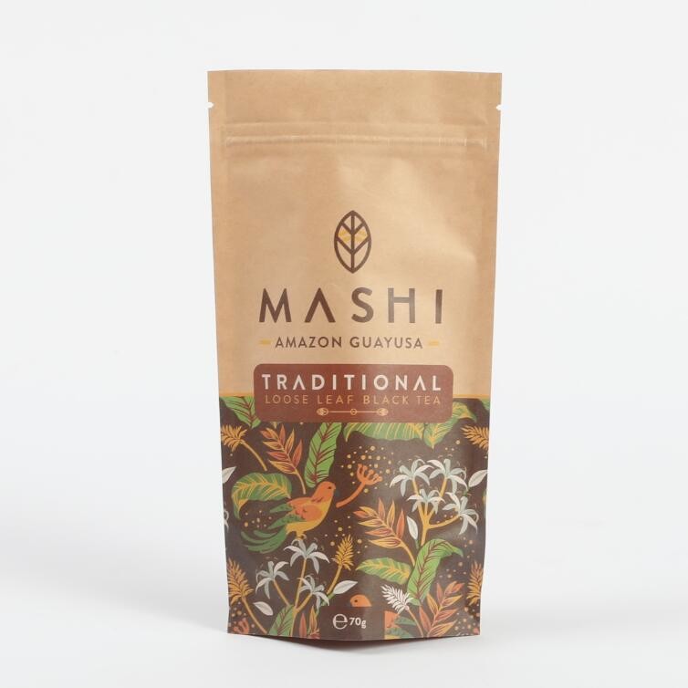 Carta Kraft biodegradabile su misura Sacchetti di imballaggio a chiusura a cerniera per polvere di tè e caffè