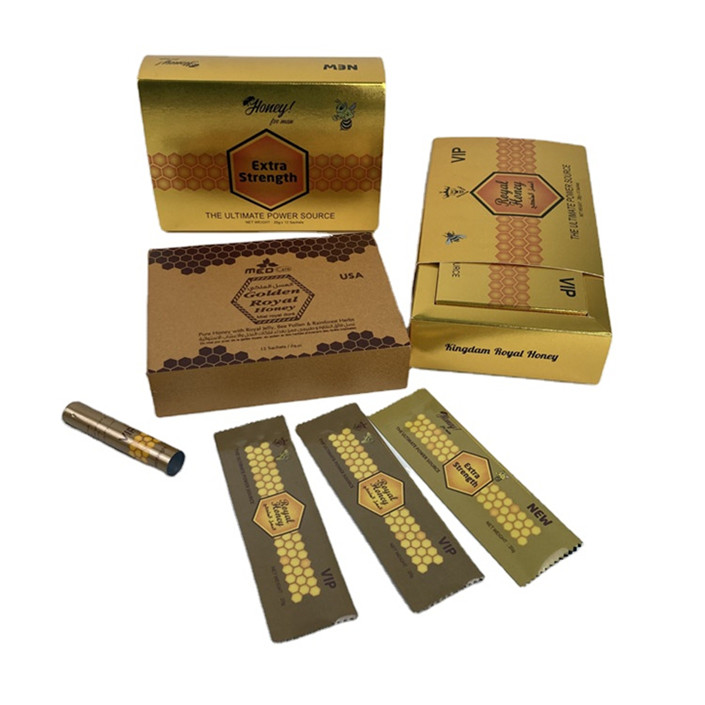 Stampa d'oro personalizzata Vital Vip Honey Packaging Sachet fiori HMF Royal Honey Vip per lui Vital Vip Honey Packaging