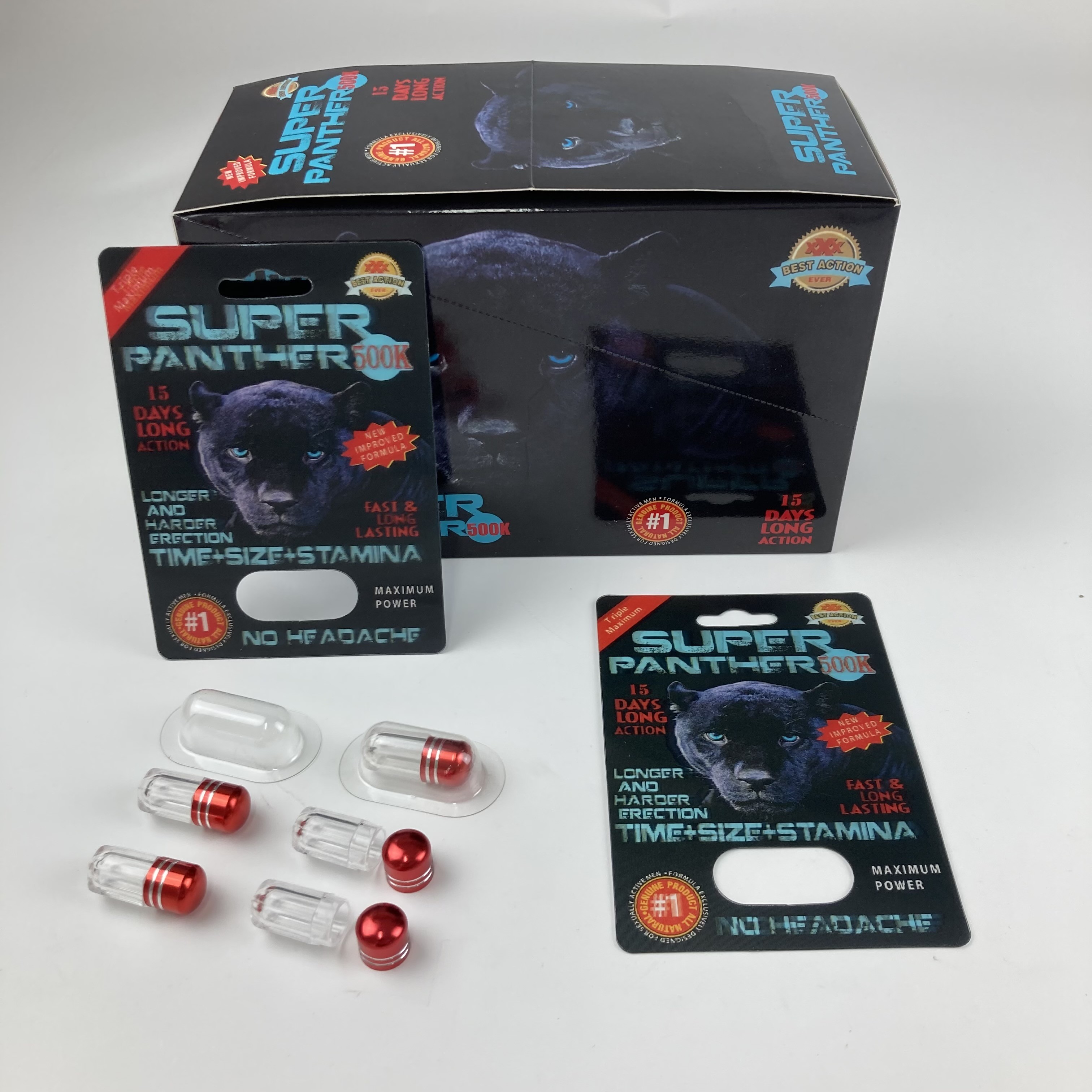 Bottiglie di medicina di plastica vuote Male Enhancement Rhino 99 Pillole Blister Card Con Scatola Espositiva