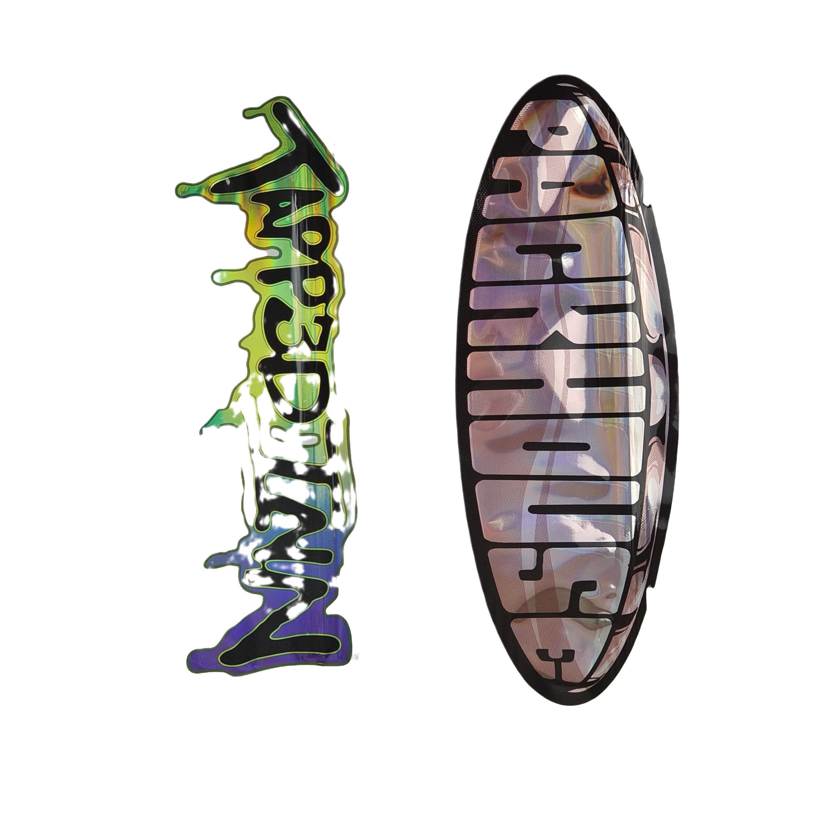 Custom 3.5g Holographic Die Cut Mylar Bags con confezione a forma irregolare con cerniera a prova di odore con confezione in plastica