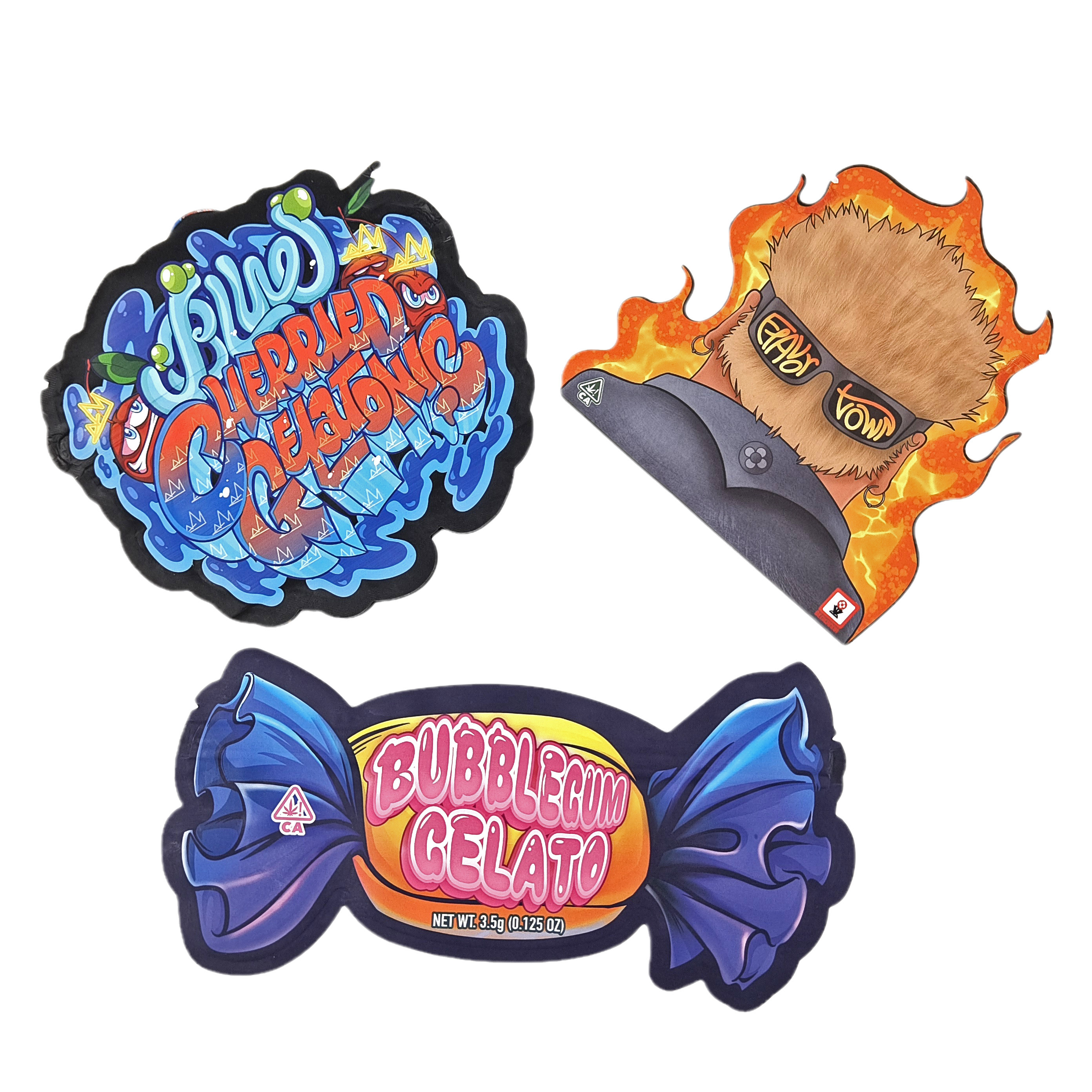 Sacchetti antiodore speciali a forma irregolare con ziplock personalizzati28g 14g 7g 3.5g Die Cut Snack Food Packaging Mylar Bag