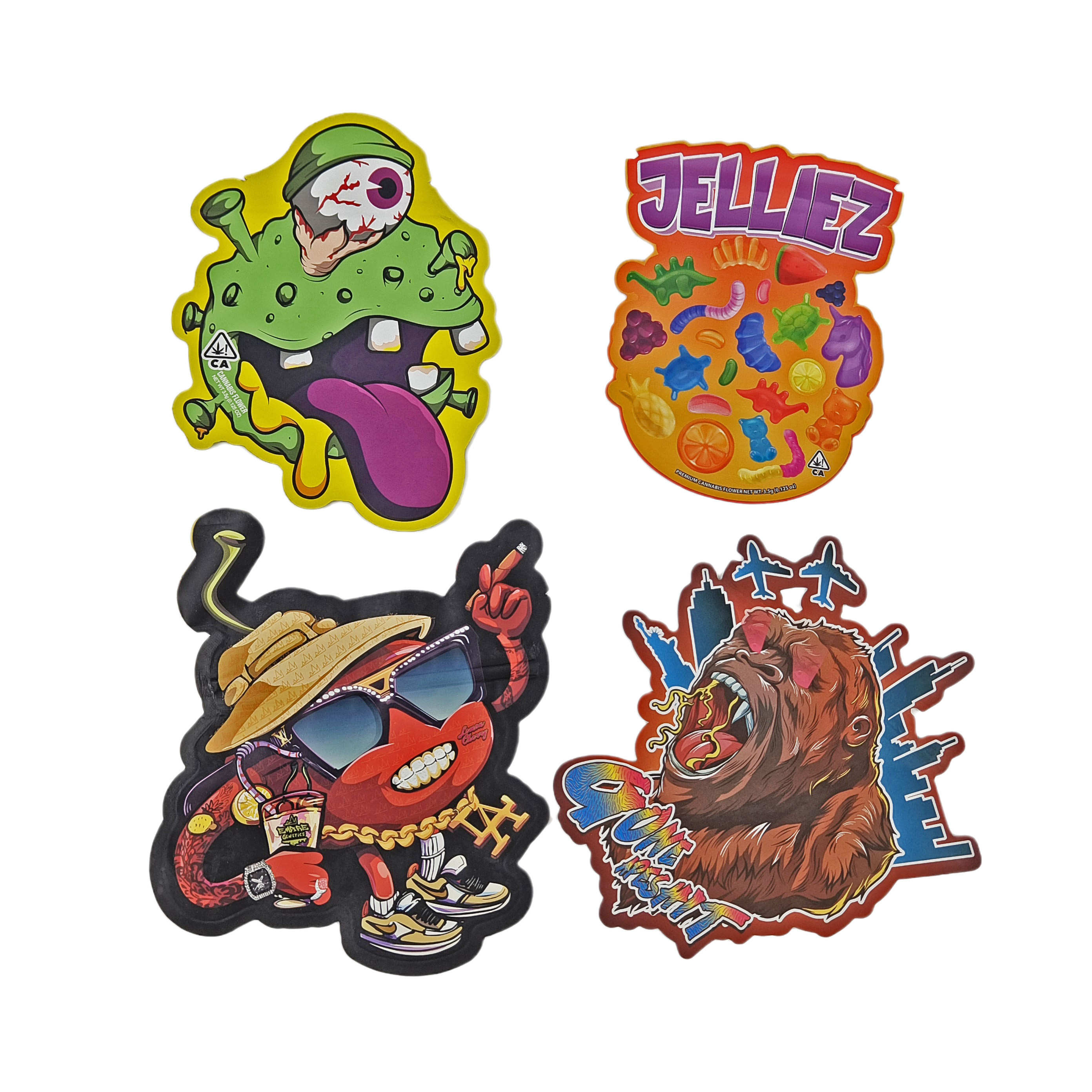 Stampato su misura 3.5g biscotti dolci snack sacchetti di plastica a forma speciale ziplock con antiodore sacchetti Mylar a taglio a stampaggio