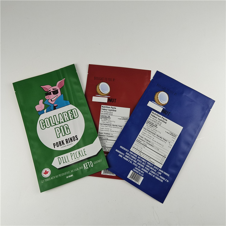 Produttore Dimensioni personalizzate Immagazzinamento Bagno per snack Imballaggio Matt Foglio di alluminio Stand Up Bag Ziplock Imballaggio