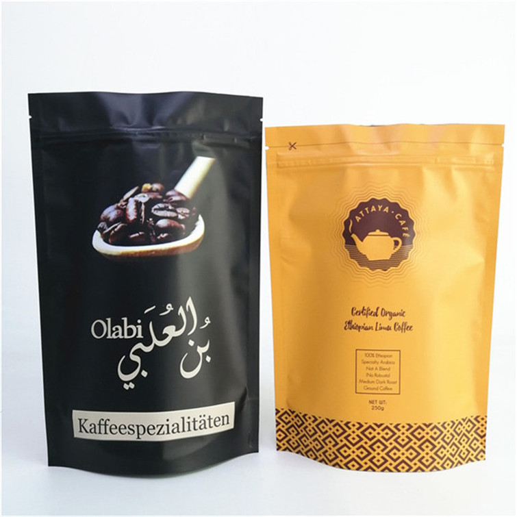 Stampa a colori Imballaggio personalizzato Caffè Ziplock Stand Up Bag Bag per 250g 500g 1kg