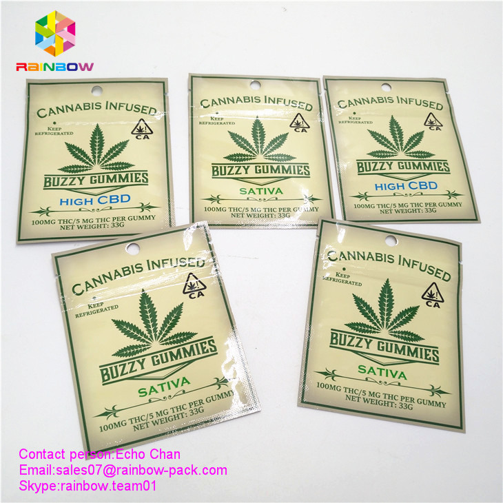2018 nuove cannabis hanno infuso i cummies buzzy alta borsa THC/di CBD con la vendita calda a chiusura lampo in CA