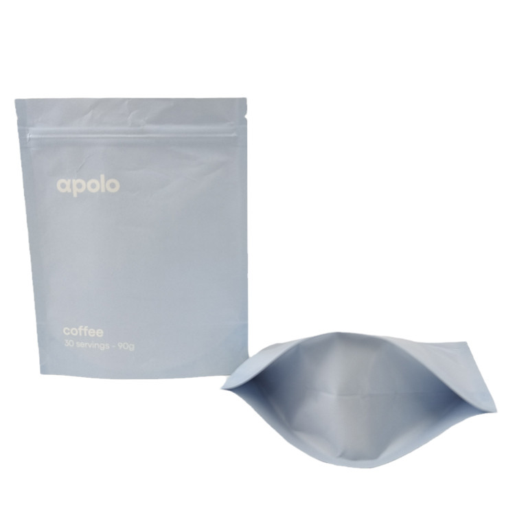 Carta kraft stampata su misura con sacchetto a cerniera chiusurabile sacchetti Mylar resealable per polvere di chicchi di caffè
